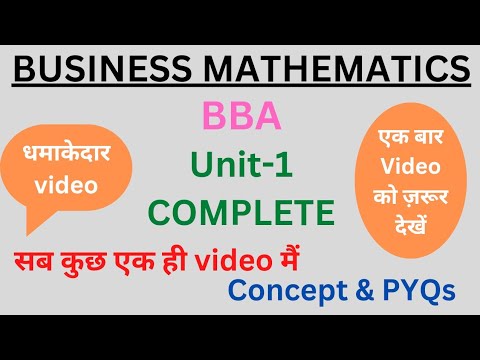 Business Mathematics | BBA | Unit-1 | Complete | In One Shot | By Integral Math