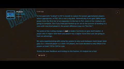 Blue post about how scaling will work bfa beta