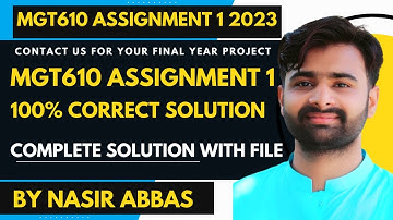 MGT610 Assignment 1 2023 100% Correct Solution BY VUBWN MGT610 Assignment 1 Solution BY NASIR ABBAS