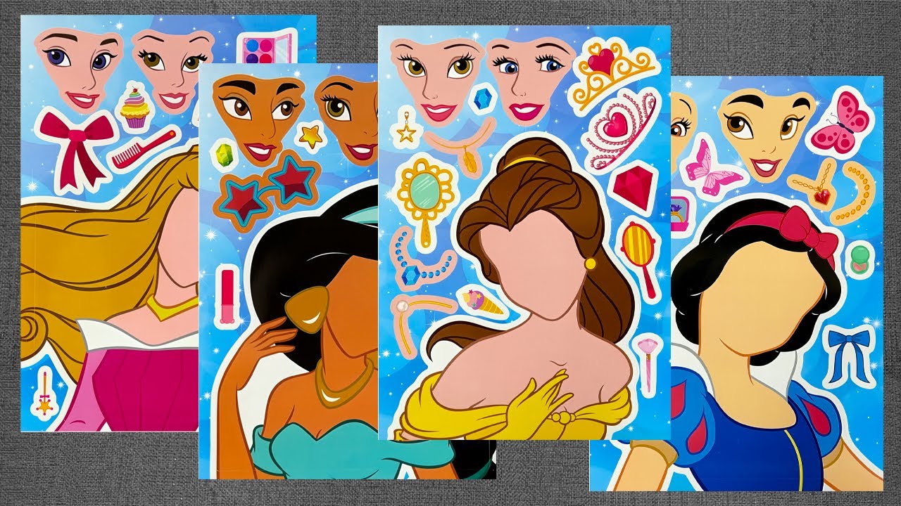 [❄️Paper DIY❄️] DISNEY PRINCESS Sticker Book 👑✨ Snow White, Belle, Cinderella, Ariel | Paper ASMR