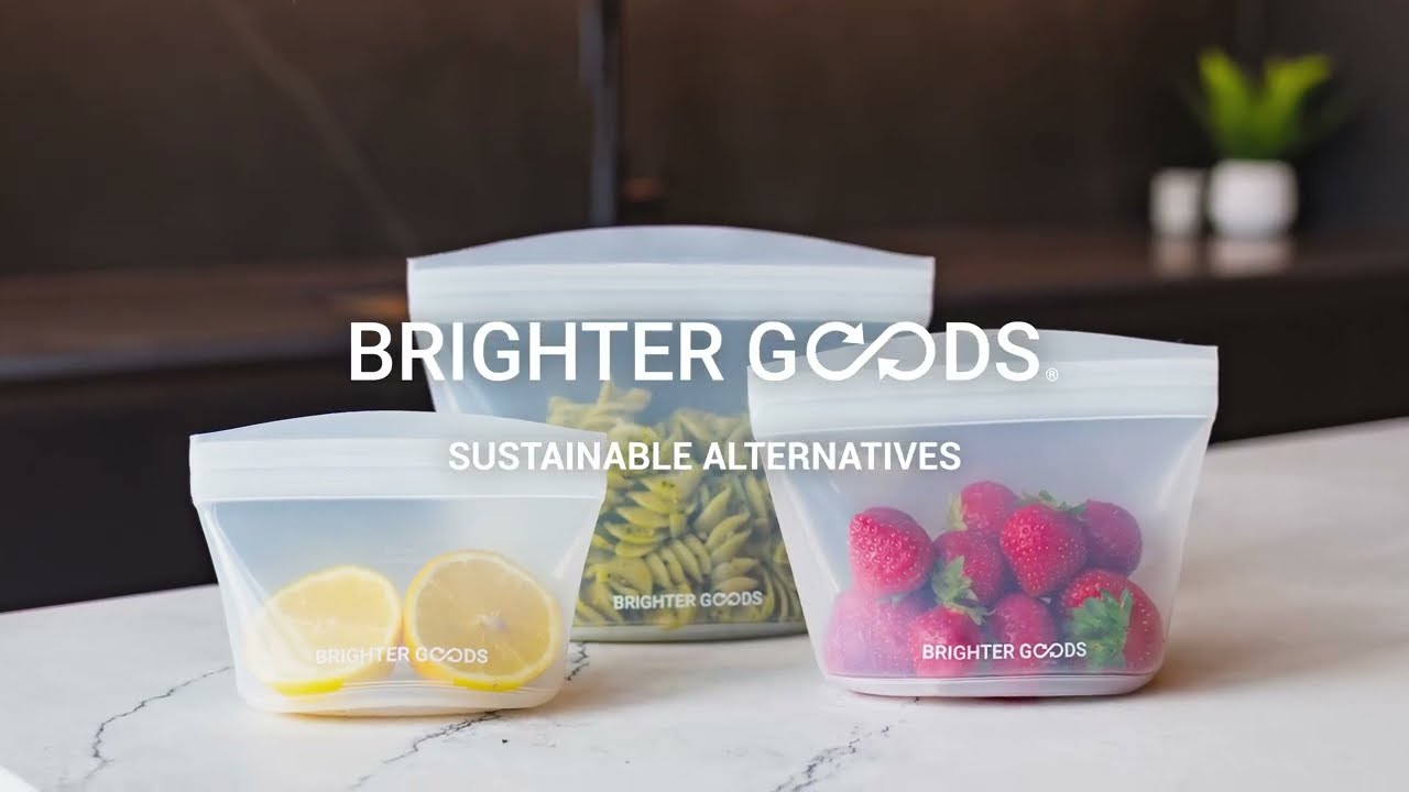 Brighter Goods reusable silicone storage bags. Smart, sustainable alternative to single-use plastic.