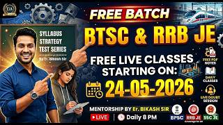 FREE LIVE BATCH FOR RRB JE AND BTSC JE/Lab Assistant 2026 | BTSC JE/Lab Syllabus|| BIKASH KUMAR FULL