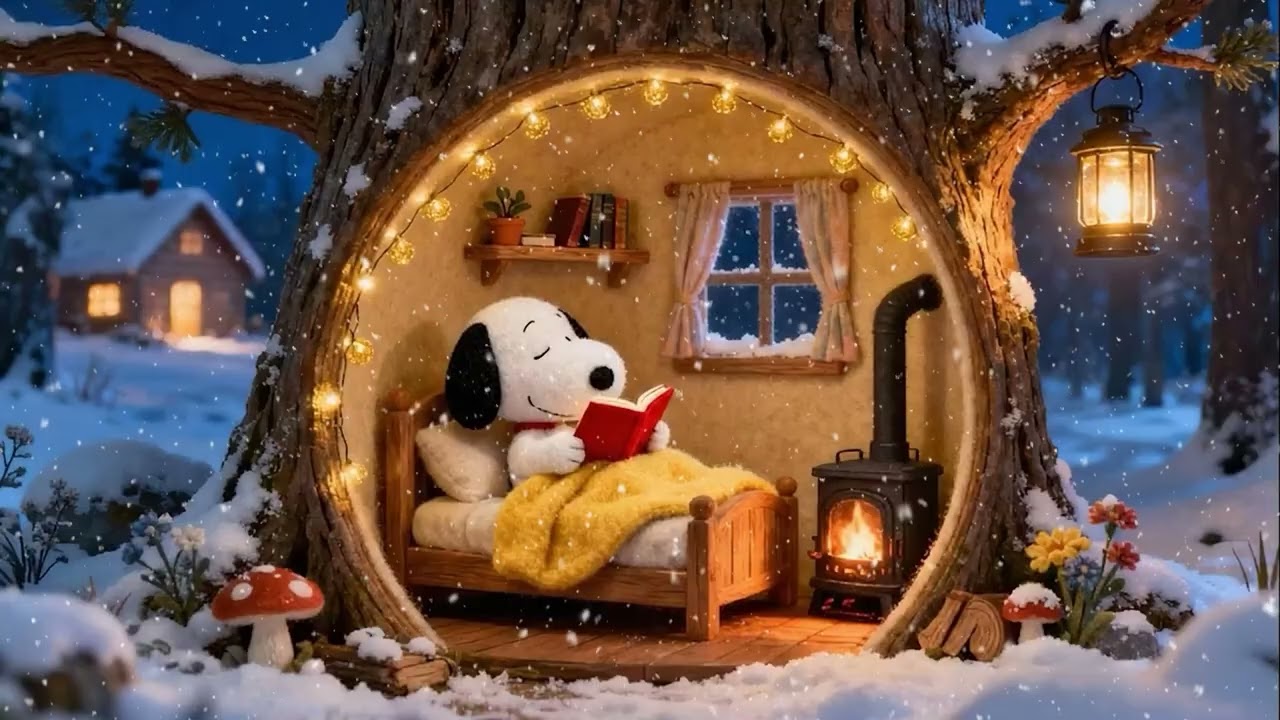 Snoopy’s Study Cabin Jazz Lofi 📚Chill Lofi Jazz Beats for Productive Study & Calm Work ❄️