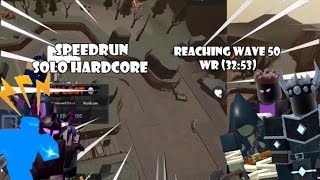 Speedrun Solo Hardcore Reaching Wave 50 (32:53) || Tower Defense Simulator