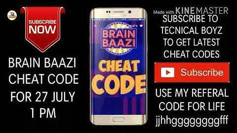 Brain baazi cheat code 27 july 1 pm | Cheat code | Win 2 lakh | by Technical boyz
