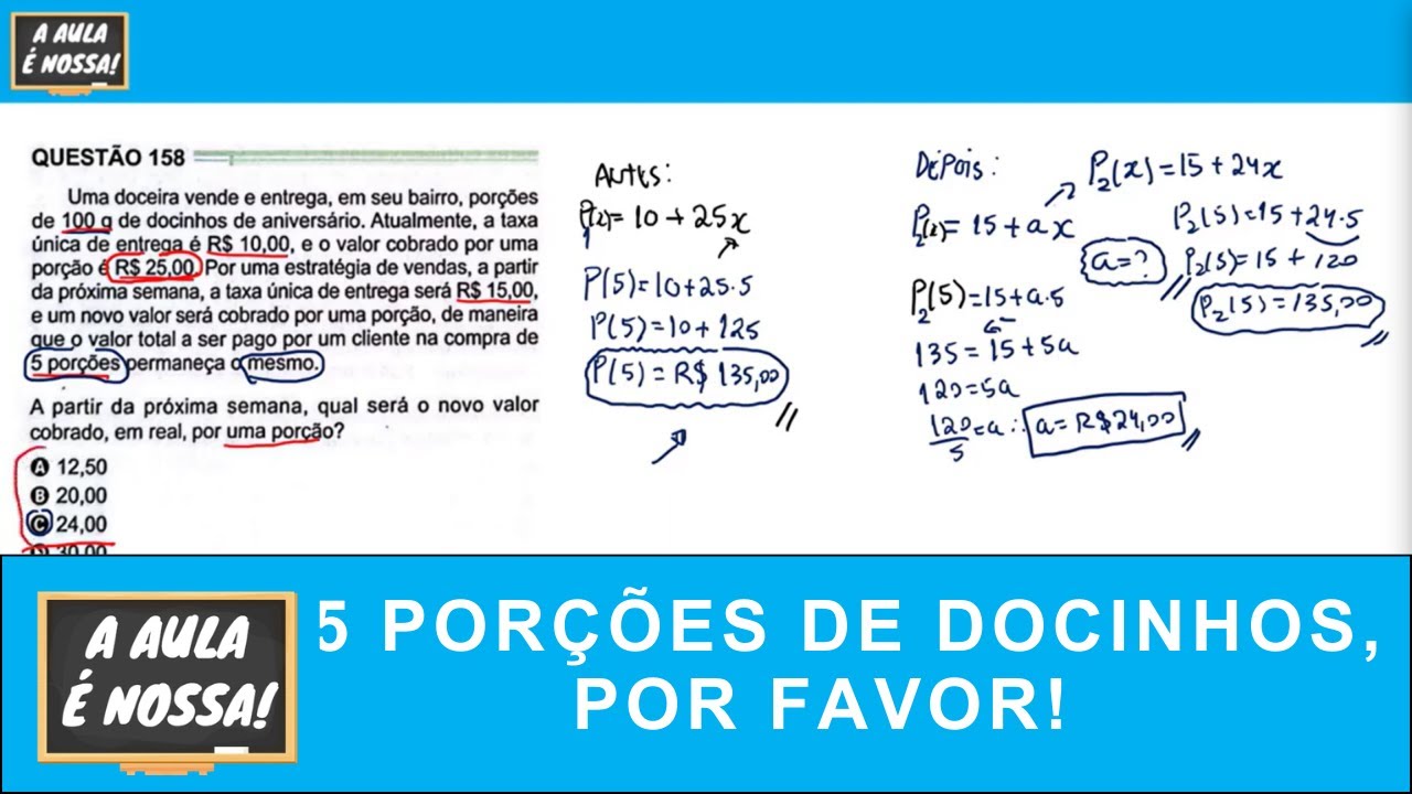 ENEM 2024 Matemática | Questão 158 (prova verde) - Uma doceira vende e ...
