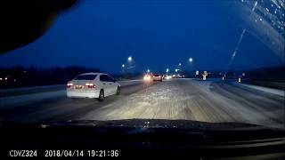 Passing cars with the unplowed outer lane.