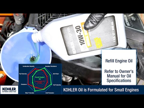 Video: Vilken typ av olja tar en Kohler Courage 18?