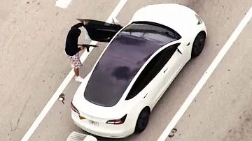 Armed Suspect Carjacks Tesla During High-Speed Chase