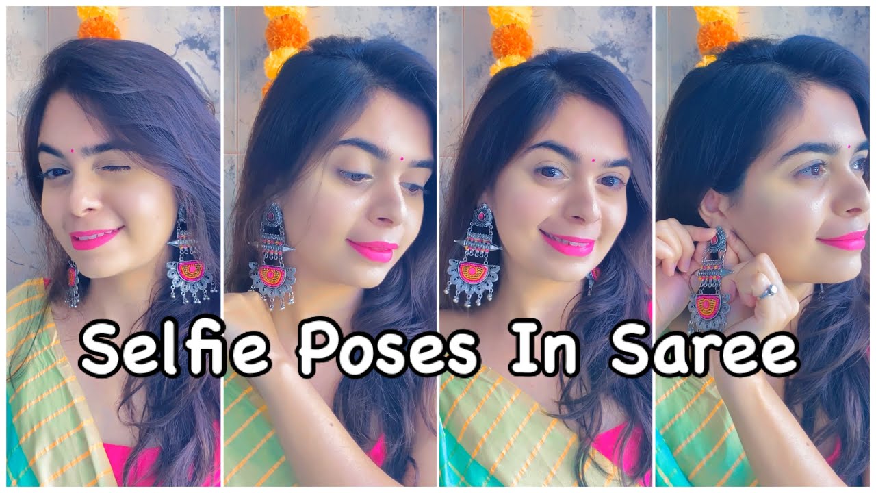 15 Selfie poses in saree ideas | saree photoshoot, saree, saree poses