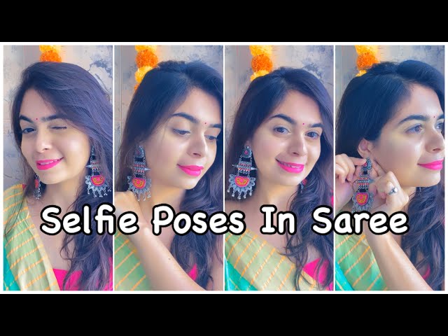 black saree selfie poses for girls🖤 || stylish selfie poses for Snapchat✨  || dp photo poses ideas 💡 - YouTube