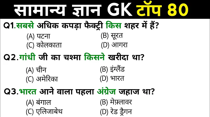 सामान्य ज्ञान | General Knowledge | Top 80 GK/GS questions | SSC GD, MTS, RPF, CRPF | GK quiz