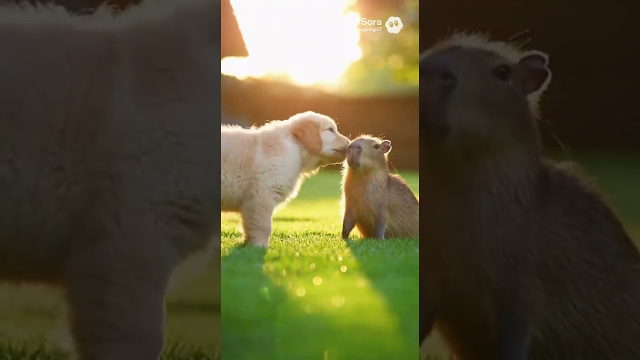 赤ちゃんと犬やかわいい動物たちの動画　　#funny #Retriever #baby #husky #Samoyed #Shiba Inu　#baby #capybara