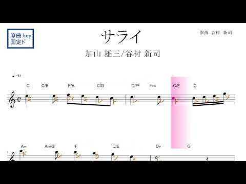 サライ（加山雄三＆谷村新司）原曲key固定ド読み／ドレミで歌う楽譜【コード付き】