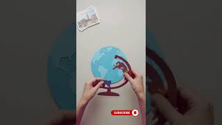 Satisfying Paper Craft ASMR: Globe Transforms Into a Miniature World Landmark Village#shorts #viral Use Waste Paper To Make Earth Papercraft Drawing Art Youtubeshorts