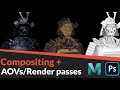 How to set up AOV's to render passes with Arnold in Maya + Compositing in Photoshop