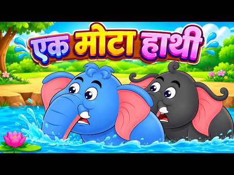 Ek Mota Hathi🦣 | एक मोटा हाथी🐘 | Hindi Rhymes For Kids | Baby Songs #Cartoon #ekmotahathighumechala