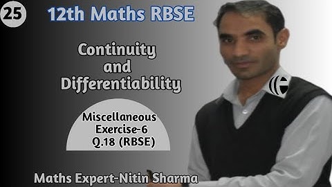 Continuity and Differentiability | RBSE 12th maths | Miscellaneous Exercise-6 | Q.18