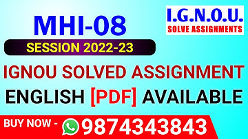 MHI-08 Solved Assignment 2022-23 in English, MHI 8 Solved Assignment 2023, MHI 8 Assignment