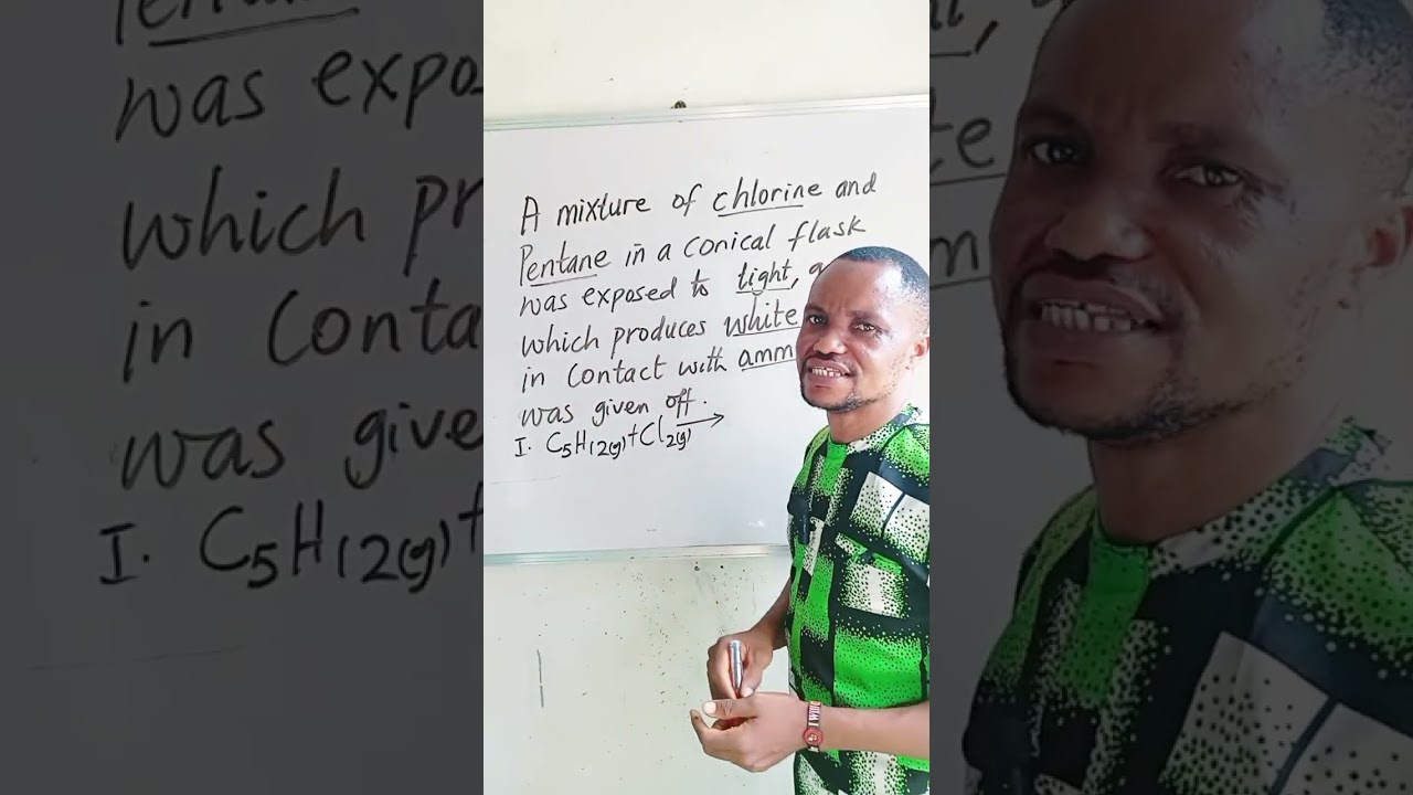 How to balance the reaction between Chlorine with pentane when exposed to light 