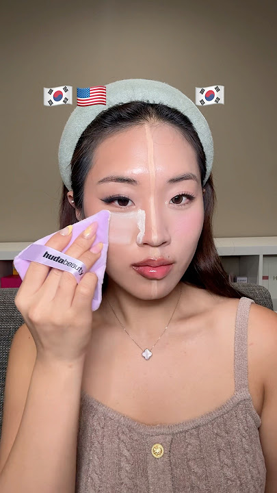 Korean vs Korean American makeup🤭🇰🇷🇺🇸 #makeup #makeuptutorial #kbeauty #kpop