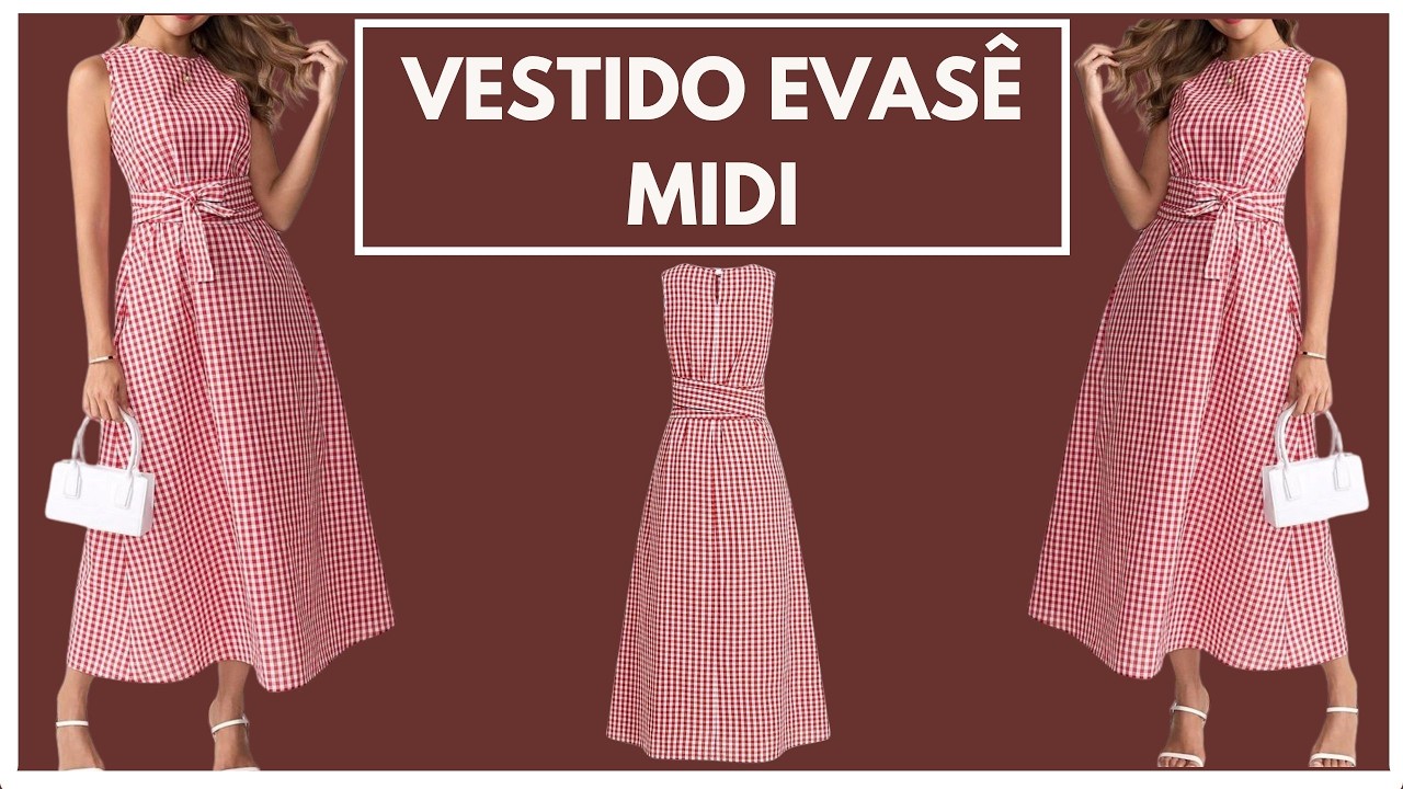 Vestido evasê midi - modelagem e costura