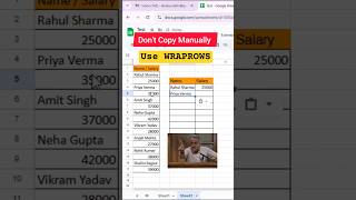 Arrange Data into Rows with WRAPROWS Function in Excel | #ExcelTips #ExcelFormulas