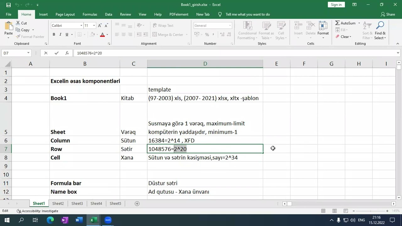 Excel 2019 - Dərs 1