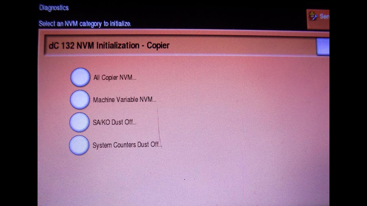 restore factory setting/reset Xerox 5755 photocopier machine/nvm