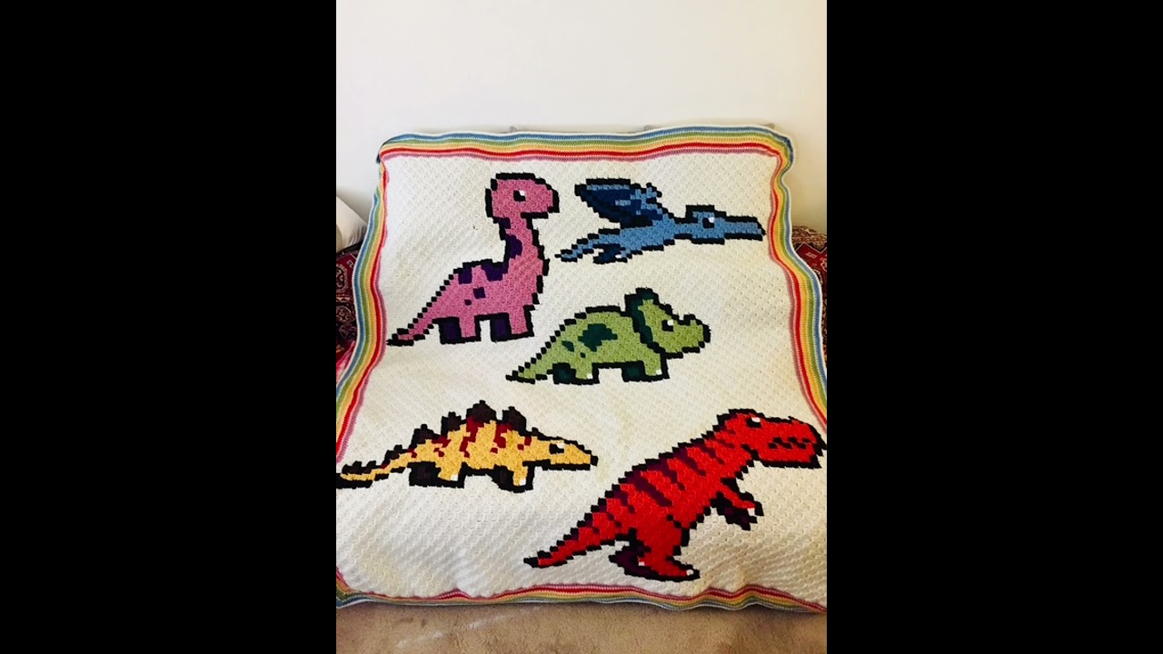 Dinosaurs. Crochet c2c Blanket. Pattern by Luis-d-Valerio on DeviantArt
