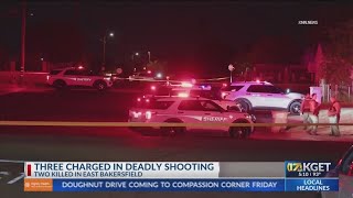 Three charged in double homicide on Flower Street