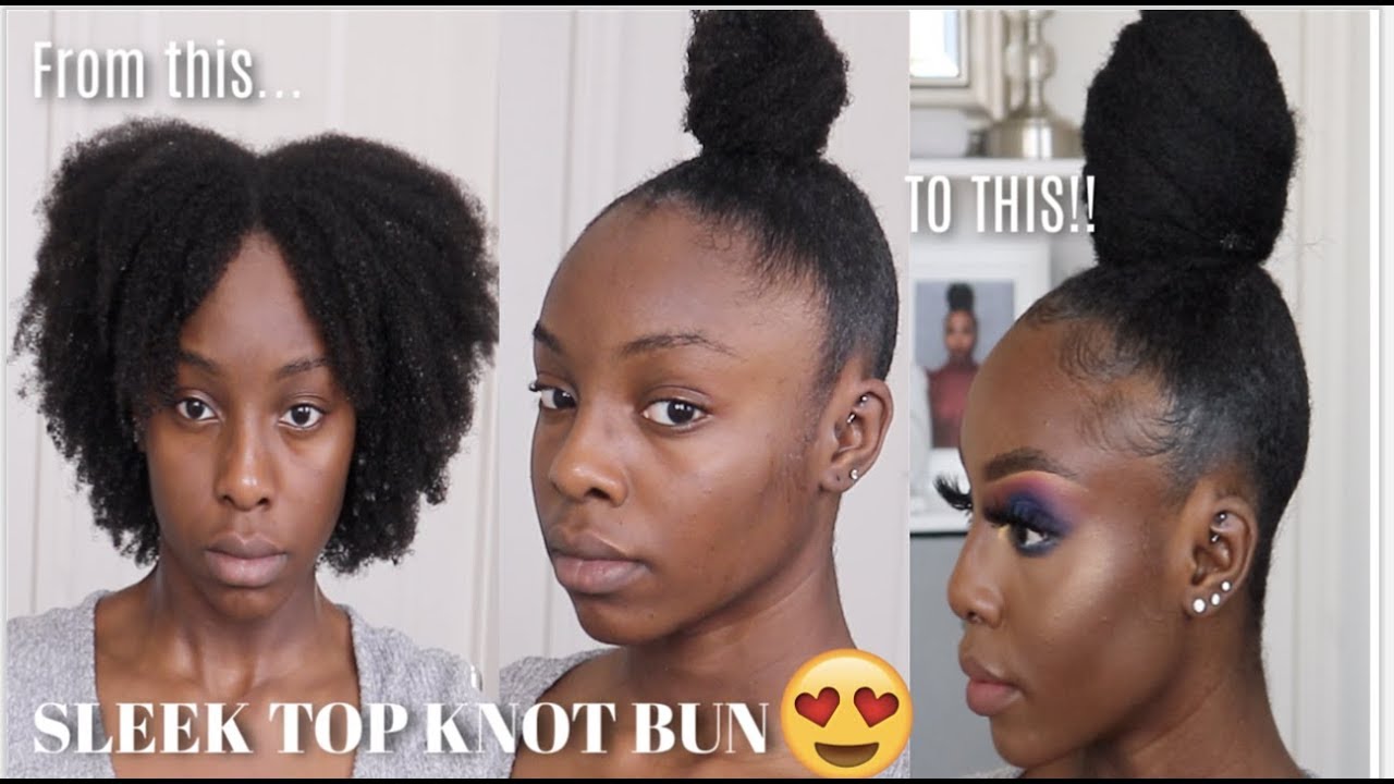 How To Perfect Sleek High Top Knot Bun Tutorial Natural 4c Hair Youtube