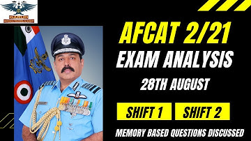 AFCAT 2/21 EXAM ANALYSIS | 28 August | Shift 1 & Shift 2 | Indian AirForce | Chandra Kumar Sir