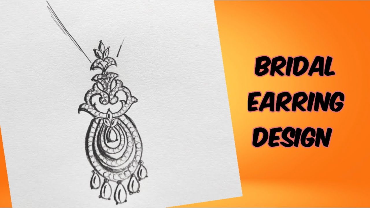 Bridal diamond earring | Earrings design | Pencil drawing | Easy ...