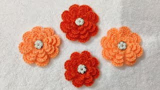 Crochet Wool Flower (small and big) || वूल का फ्लावर || ऊन से फ्लावर बनाएं