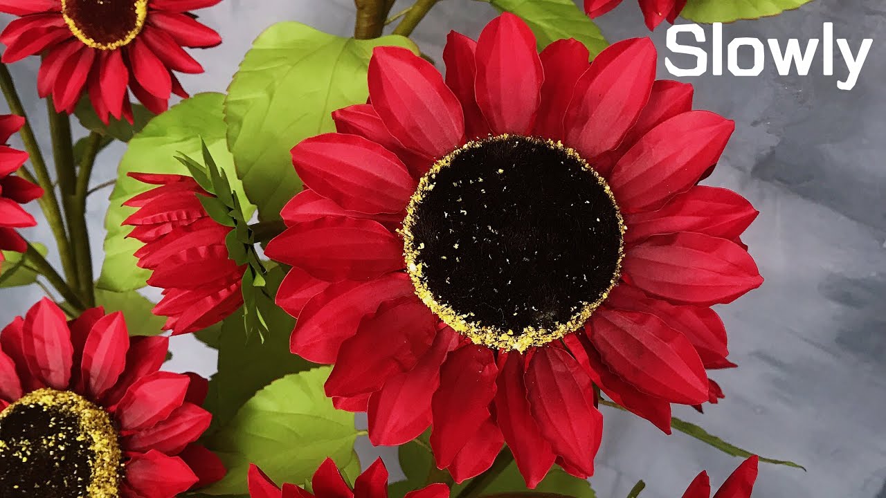 ABC TV How To Make Red Sunflower Paper Flower (Slowly) Flower Die