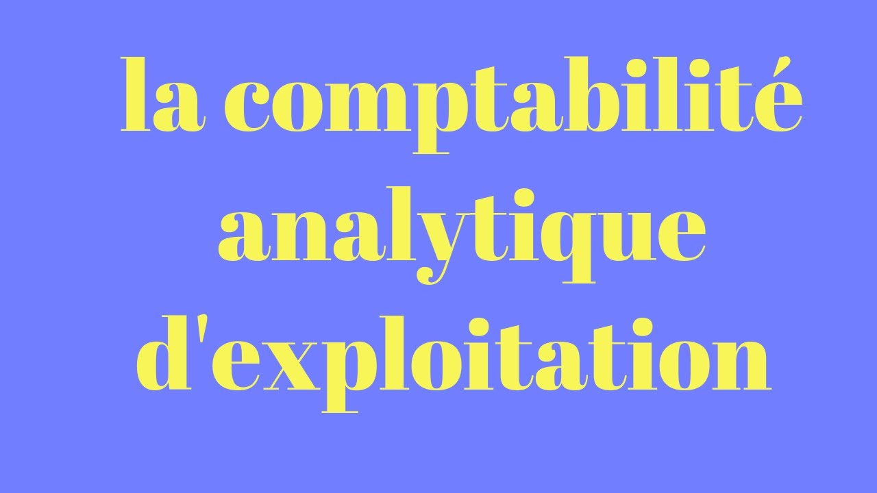 La comptabilité analytique d'exploitation partie 1