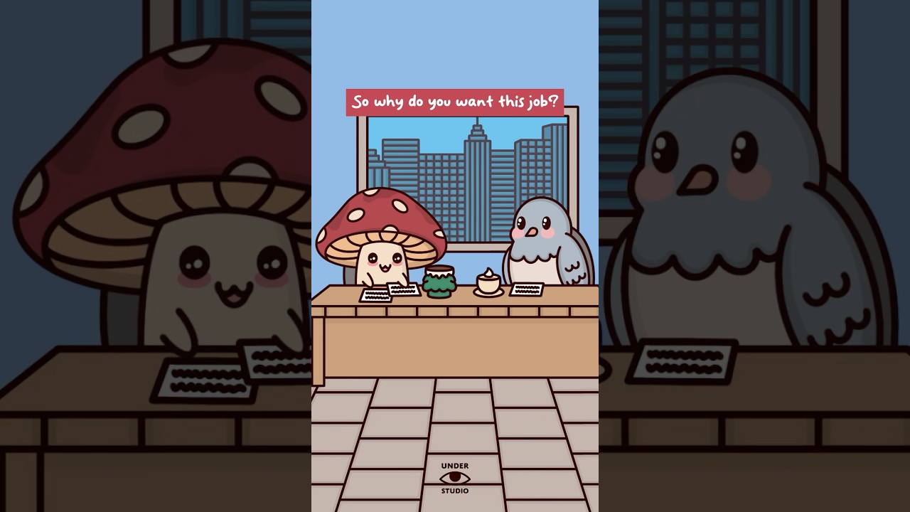 My Interview Skills 🐦 Mushie & Birdie | Office Animation Meme | Original Audio: @Ryanhdlombard