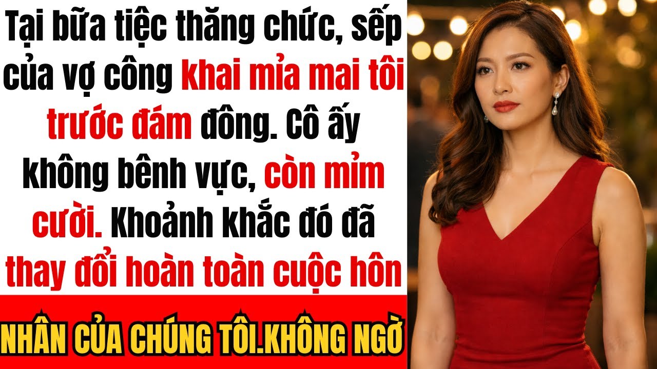 “Tại bữa tiệc thăng chức của vợ tôi, sếp cô ấy nói: ‘Cô ấy thành công mặc dù có một người chồng…’
