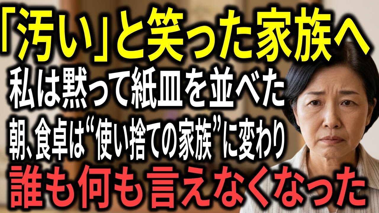 「おばあちゃんのお皿、汚いから別にして」孫の一言に、その夜私はすべてを紙皿に替えた。翌朝“使い捨ての家”を見た家族は凍りついた。