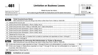 IRS Form 461 walkthrough (Limitation on Business Losses)