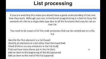 Functional Programming - List processing
