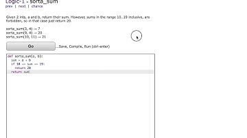 Python: CodingBat– Logic-1– sorta_sum