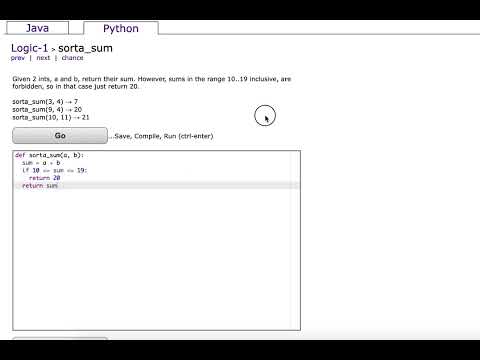Python: CodingBat– Logic-1– sorta_sum