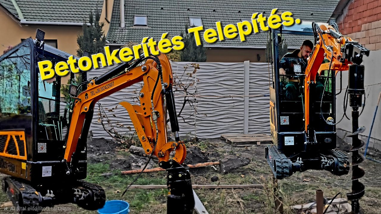 Установка бетонного забора с помощью китайского мини-экскаватора. 🔥⛑️