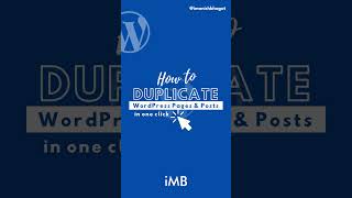 How to DUPLICATE WorPress Pages & Posts in one click #wordpresstips #shorts #wordpresstutorial