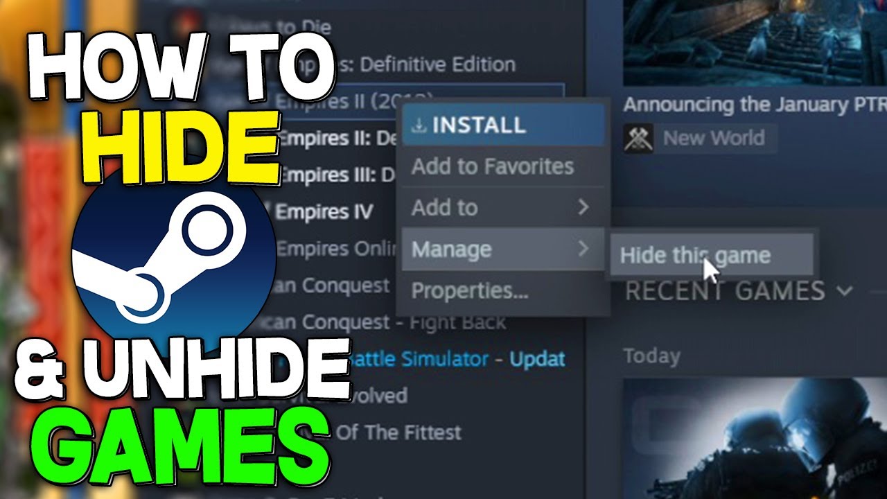 How To Hide & Unhide Games From Friends On Steam 2023 