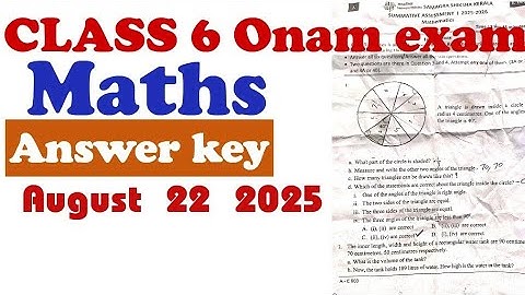 Class 6 MATHS |Onam Exam2025 Question Paper with Answers