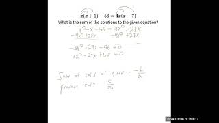 X(x+1)-56=4x(x-7) – SAT Prep