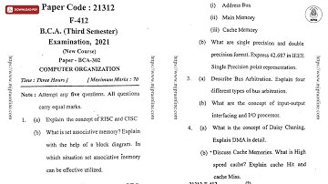 BCA 3RD SEM COMPUTER ORGANIZATION 2021 | MJPRU